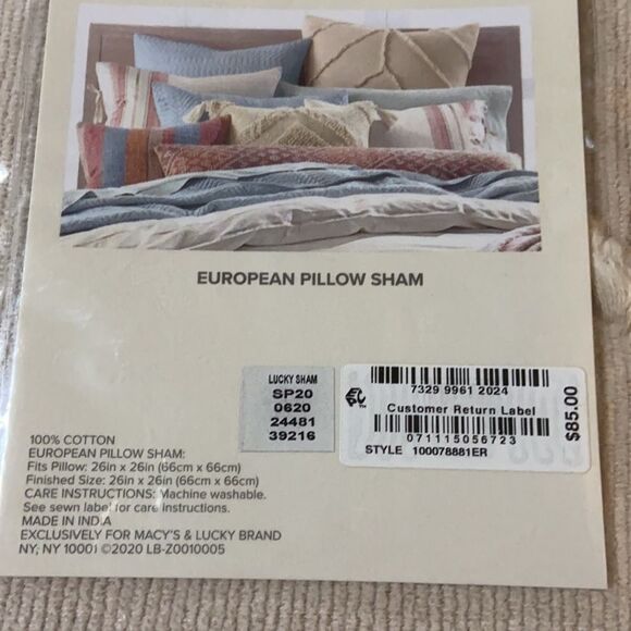 Lucky Brand Baja Woven European Sham. $170 Value. 2 X $59 - Picture 4 of 5